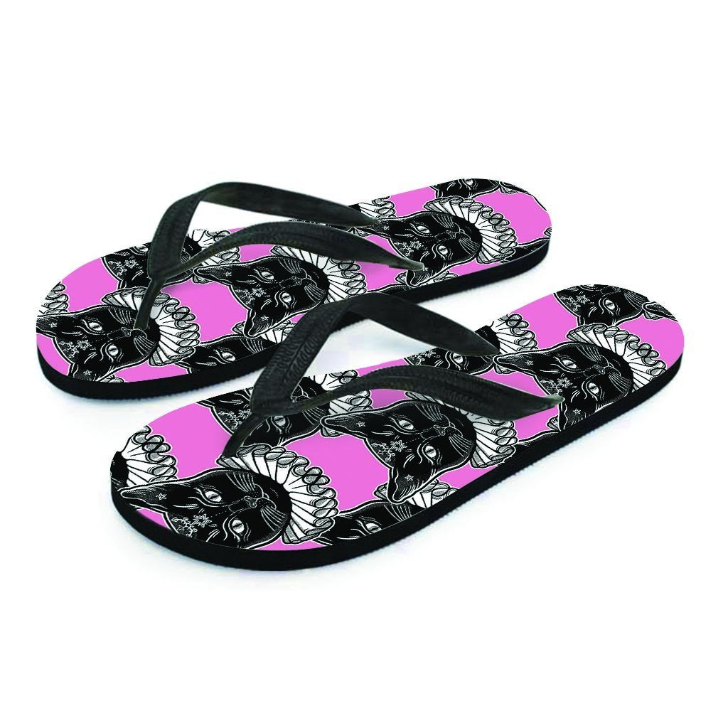 Black Cat Gothic Women's Flip Flops-grizzshop