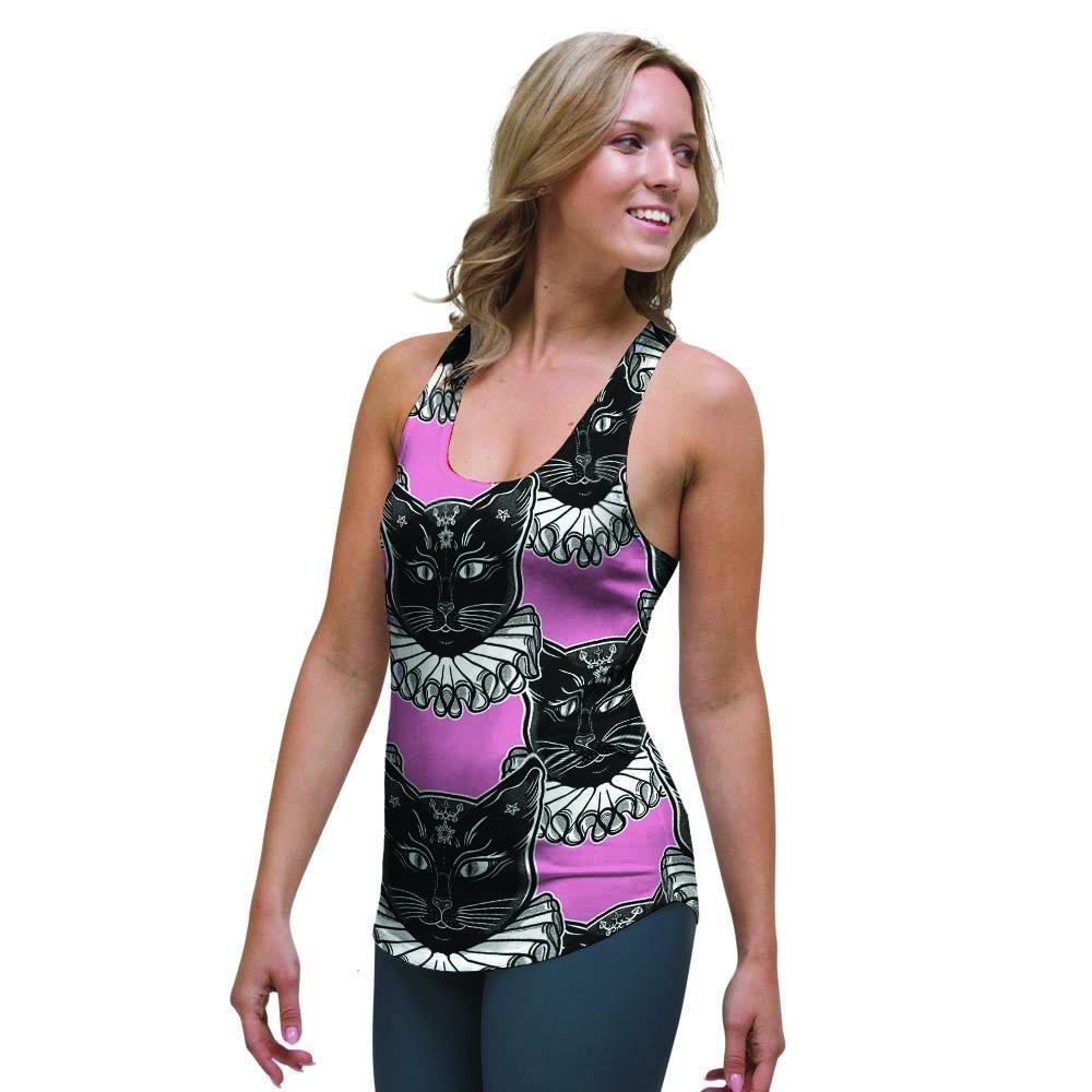 Black Cat Gothic Women's Racerback Tank Top-grizzshop
