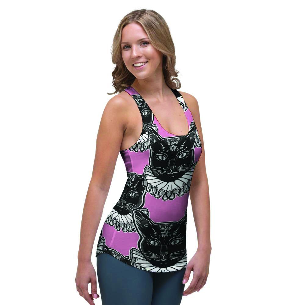 Black Cat Gothic Women's Racerback Tank Top-grizzshop