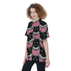 Black Cat Gothic Women's Short Sleeve Shirts-grizzshop