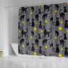 Black Cat Knit Pattern Print Bathroom Shower Curtain-grizzshop