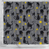 Black Cat Knit Pattern Print Bathroom Shower Curtain-grizzshop