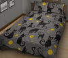 Black Cat Knit Pattern Print Bed Set Quilt-grizzshop