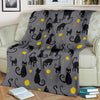 Black Cat Knit Pattern Print Blanket-grizzshop