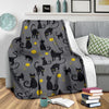 Black Cat Knit Pattern Print Blanket-grizzshop