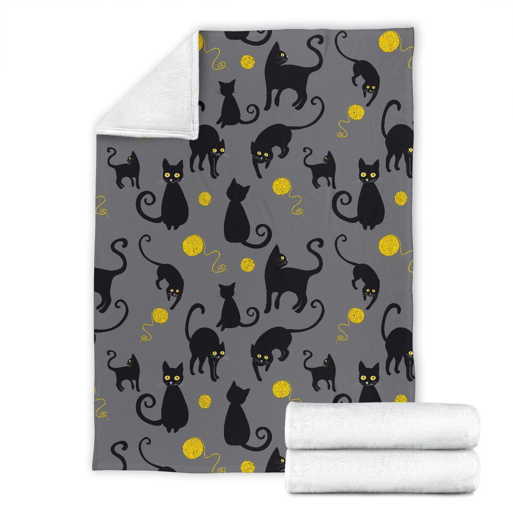 Black Cat Knit Pattern Print Blanket-grizzshop