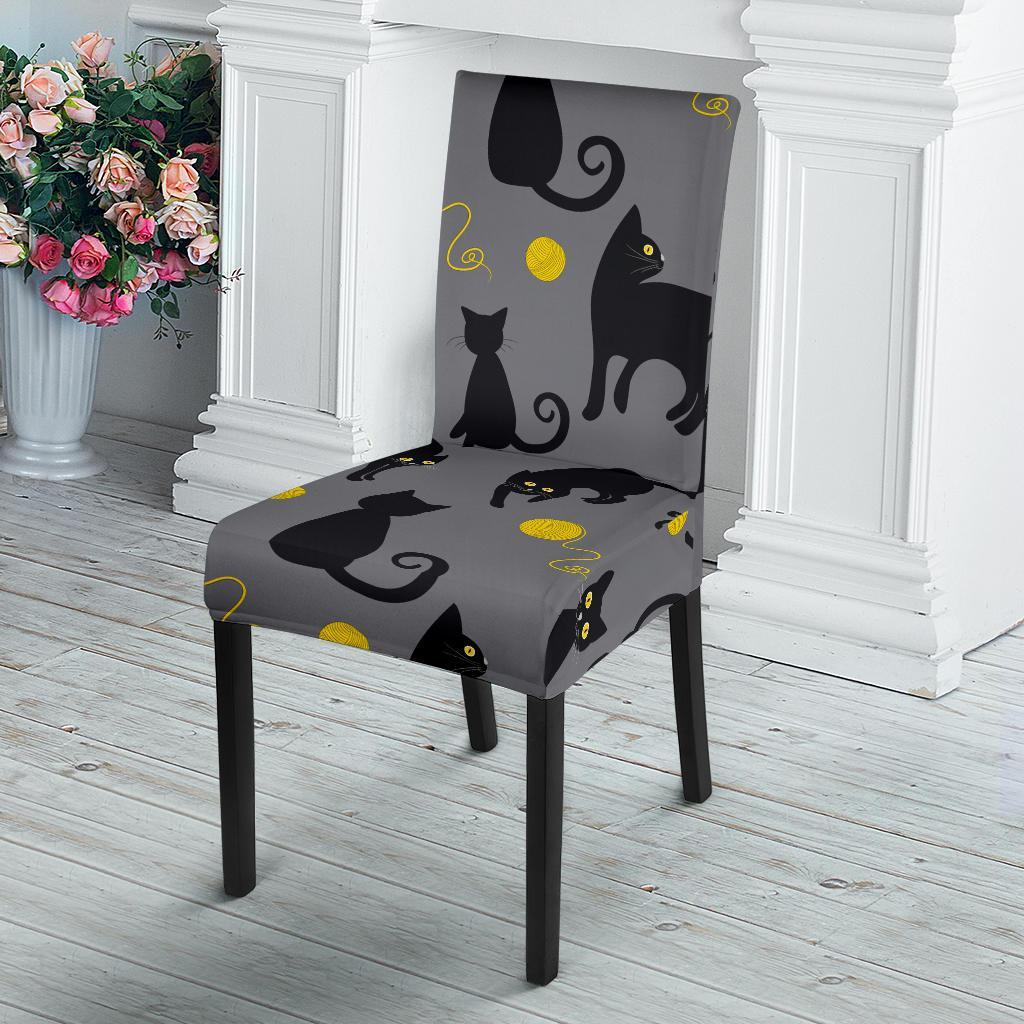 Black Cat Knit Pattern Print Chair Cover-grizzshop