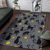 Black Cat Knit Pattern Print Floor Mat-grizzshop