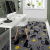 Black Cat Knit Pattern Print Floor Mat-grizzshop