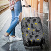 Black Cat Knit Pattern Print Luggage Cover Protector-grizzshop