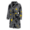 Black Cat Knit Pattern Print Men Long Robe-grizzshop