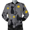 Black Cat Knit Pattern Print Men's Bomber Jacket-grizzshop