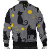 Black Cat Knit Pattern Print Men's Bomber Jacket-grizzshop