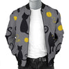 Black Cat Knit Pattern Print Men's Bomber Jacket-grizzshop