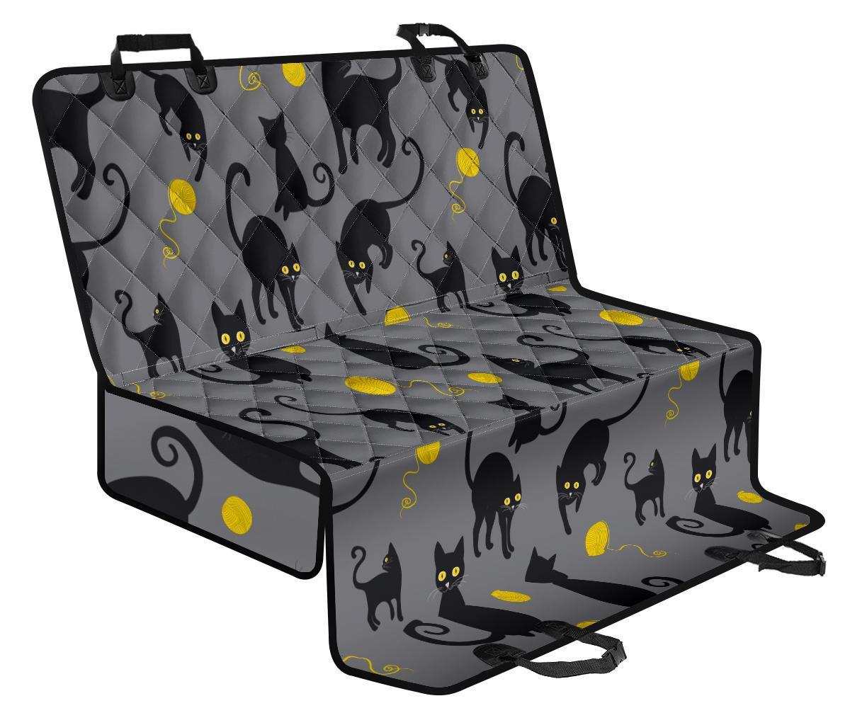 Black Cat Knit Pattern Print Pet Car Seat Cover-grizzshop