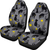 Black Cat Knit Pattern Print Universal Fit Car Seat Covers-grizzshop