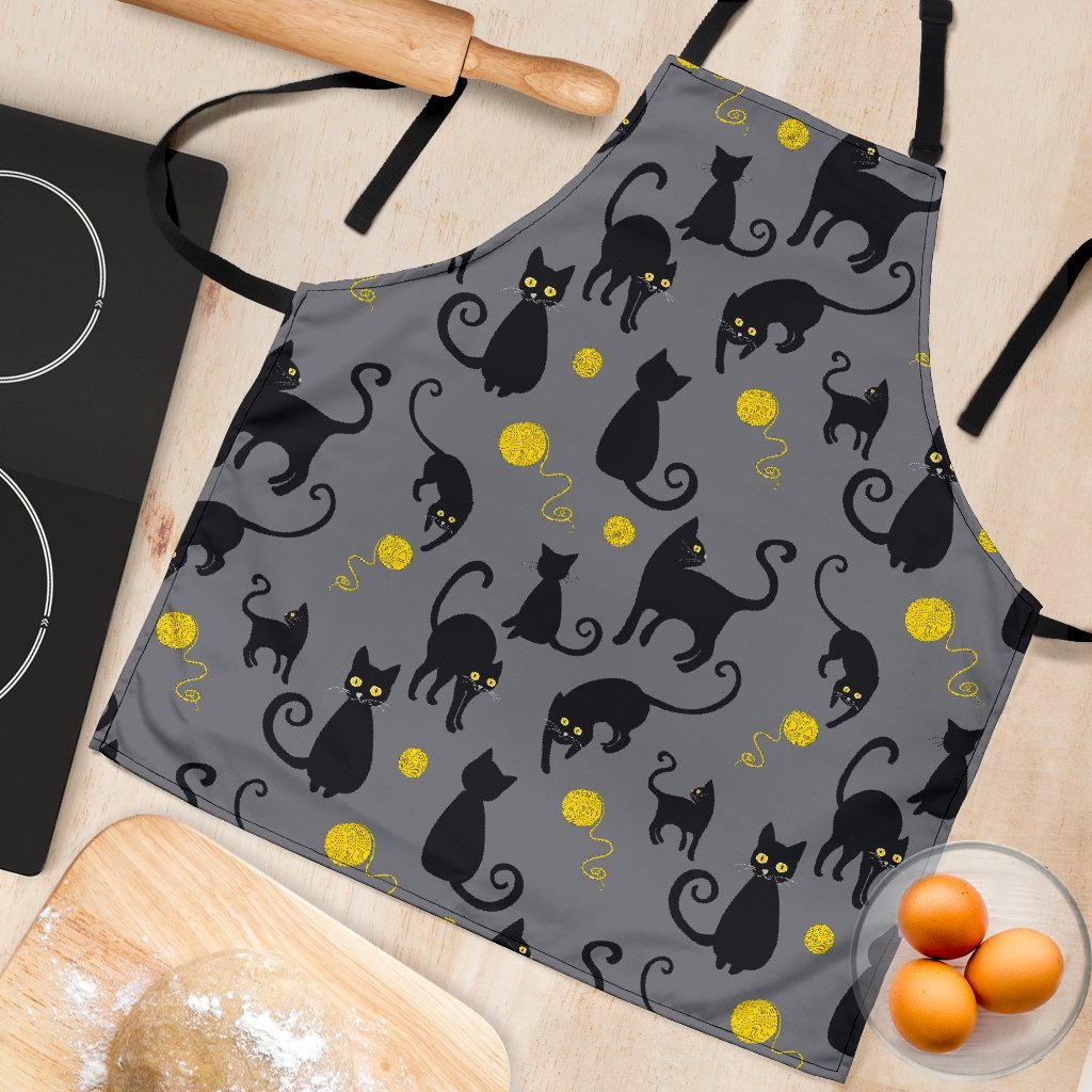 Black Cat Knit Pattern Print Women's Apron-grizzshop