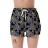 Black Cat Knit Pattern Print Women's Shorts-grizzshop