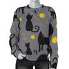 Black Cat Knit Pattern Print Women's Sweatshirt-grizzshop