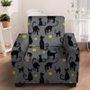 Black Cat Knit Print Armchair Cover-grizzshop