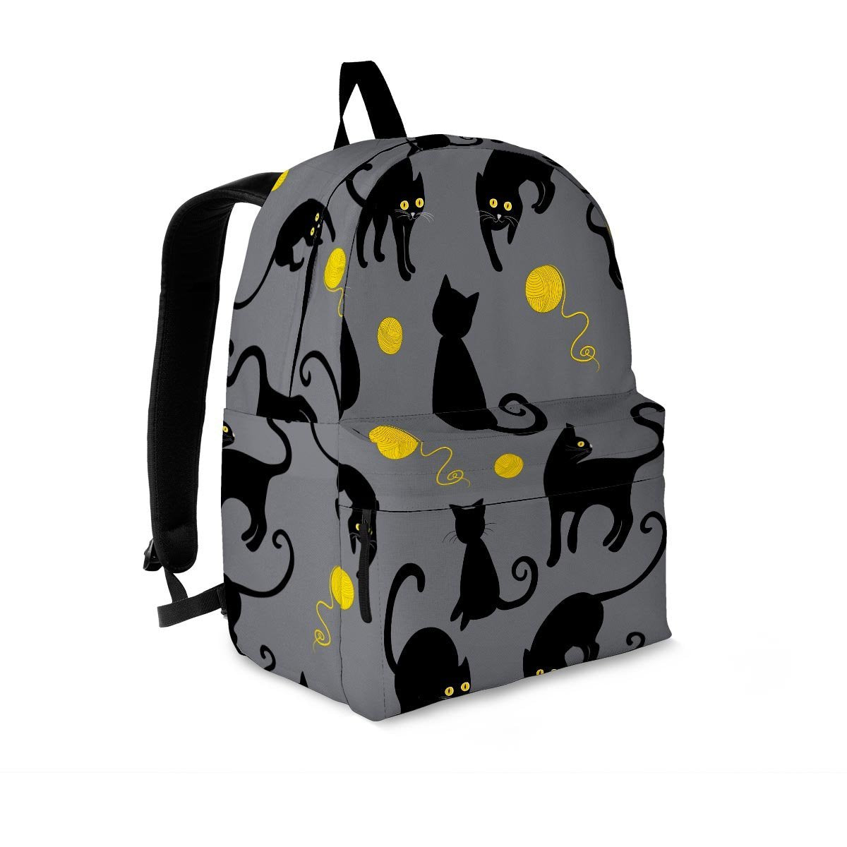 Black Cat Knit Print Backpack-grizzshop