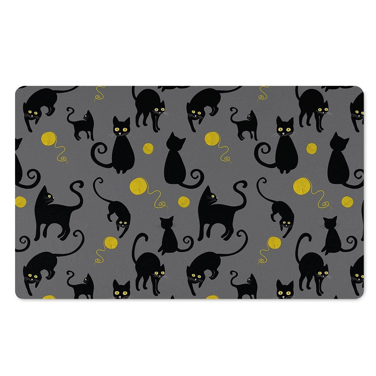 Black Cat Knit Print Door Mat-grizzshop