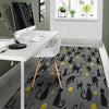 Black Cat Knit Print Floor Mat-grizzshop