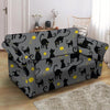 Black Cat Knit Print Loveseat Cover-grizzshop