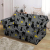 Black Cat Knit Print Loveseat Cover-grizzshop