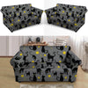 Black Cat Knit Print Loveseat Cover-grizzshop