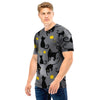 Black Cat Knit Print Men T Shirt-grizzshop