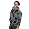 Black Cat Knit Print Men's Hoodie-grizzshop