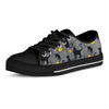 Black Cat Knit Print Men's Low Top Shoes-grizzshop