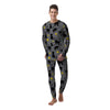 Black Cat Knit Print Men's Pajamas-grizzshop