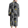 Black Cat Knit Print Men's Robe-grizzshop