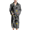 Black Cat Knit Print Men's Robe-grizzshop