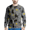 Black Cat Knit Print Men's Sweatshirt-grizzshop