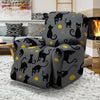 Black Cat Knit Print Recliner Cover-grizzshop