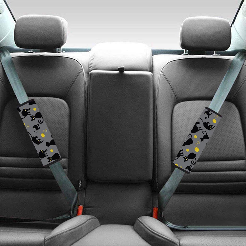 Black Cat Knit Print Seat Belt Cover-grizzshop
