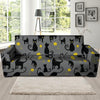 Black Cat Knit Print Sofa Cover-grizzshop