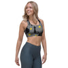 Black Cat Knit Print Sports Bra-grizzshop