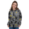 Black Cat Knit Print Women's Hoodie-grizzshop