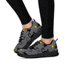 Black Cat Knit Print Women's Sneakers-grizzshop