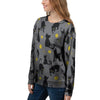 Black Cat Knit Print Women's Sweatshirt-grizzshop