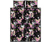 Black Cat Pattern Print Bed Set Quilt-grizzshop