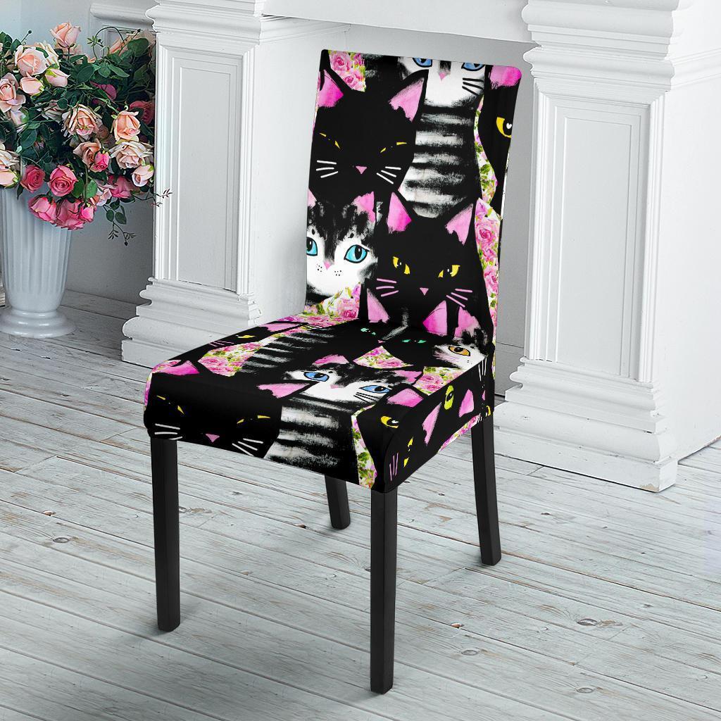 Black Cat Pattern Print Chair Cover-grizzshop