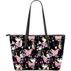 Black Cat Pattern Print Leather Tote Bag-grizzshop