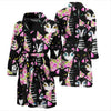 Black Cat Pattern Print Men Long Robe-grizzshop