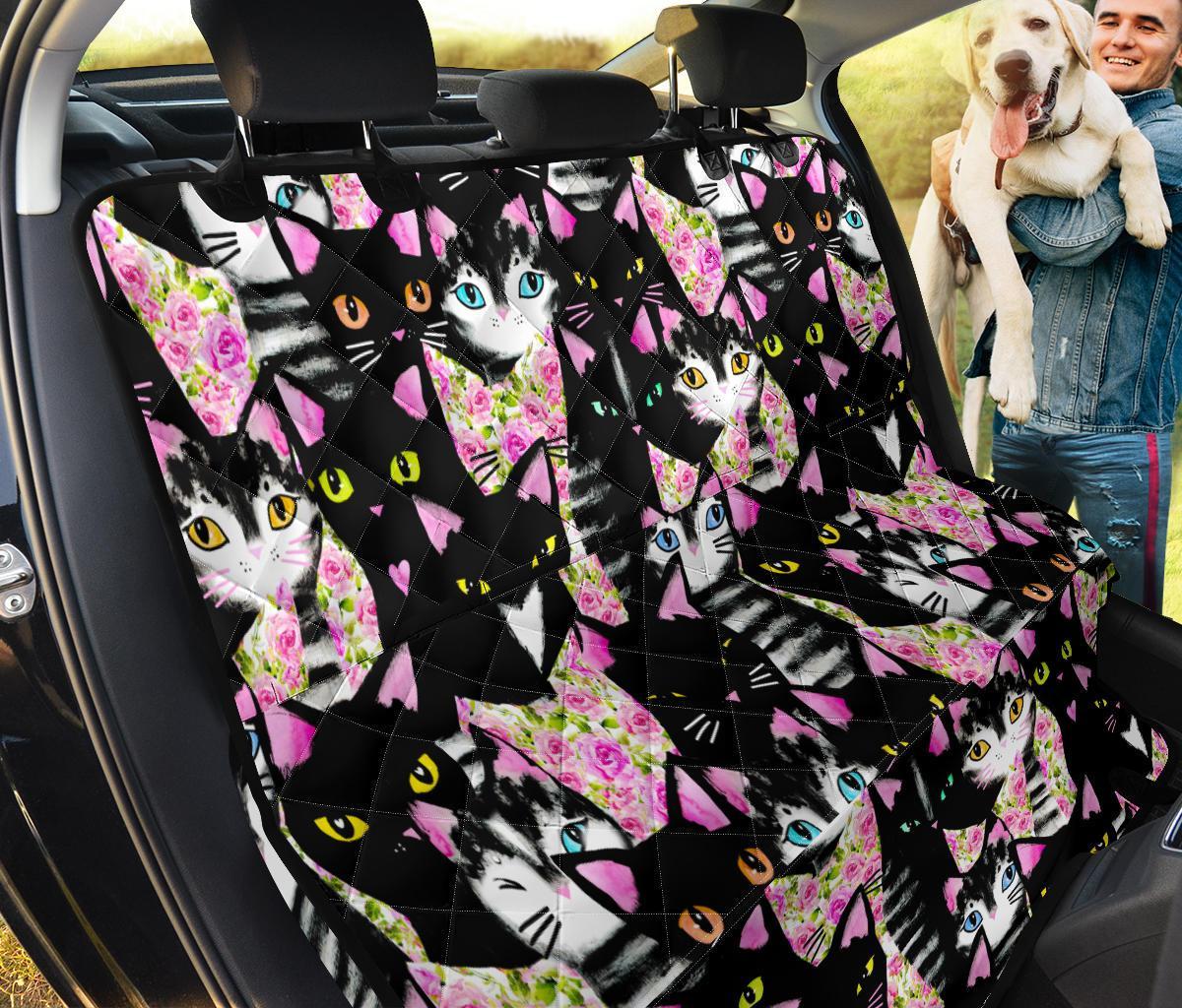 Black Cat Pattern Print Pet Car Seat Cover-grizzshop