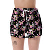 Black Cat Pattern Print Women's Shorts-grizzshop